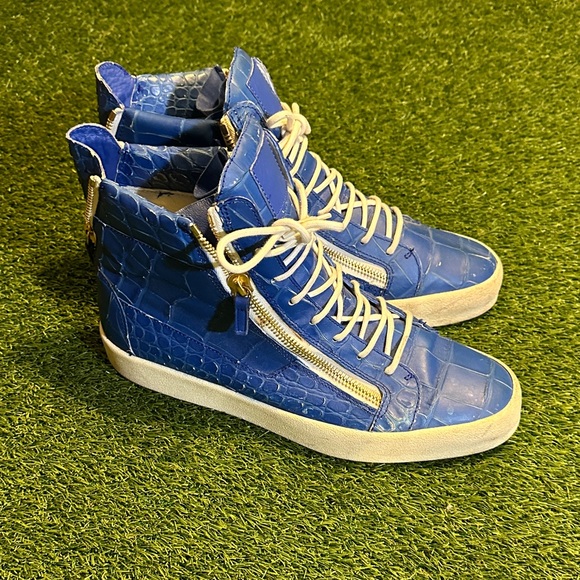 Giuseppe Zanotti Blue Alligator Crocodile Sneakers Size 48 13 US